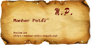 Manher Pető névjegykártya